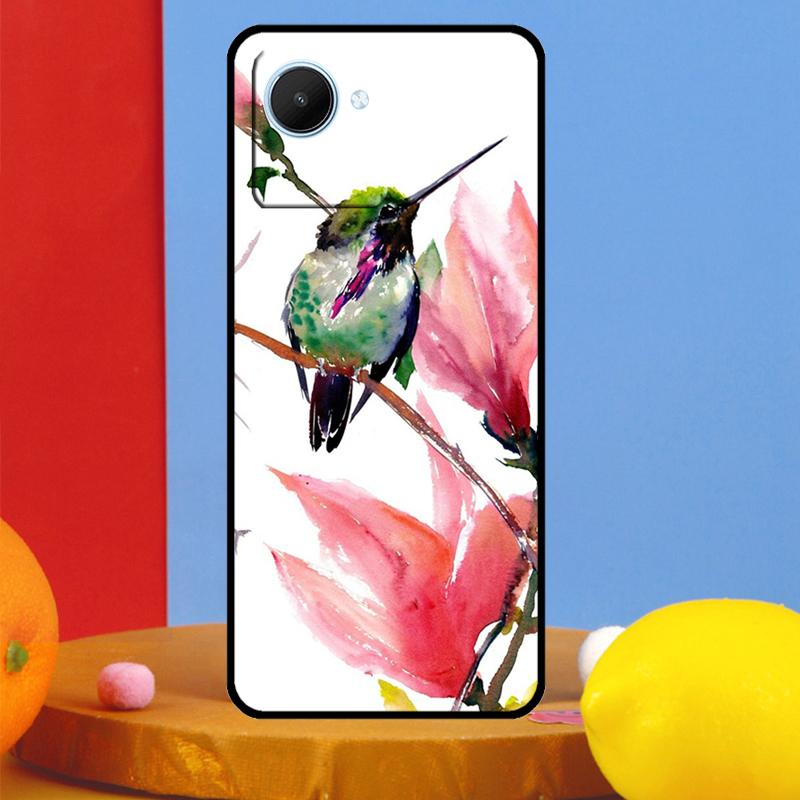 Колибри и цветы для чехла Realme C55 C53 C67 C51 C35 C33 C31 C30 C25s C21Y GT Neo 6 5 9 10 11 12 Pro Plus