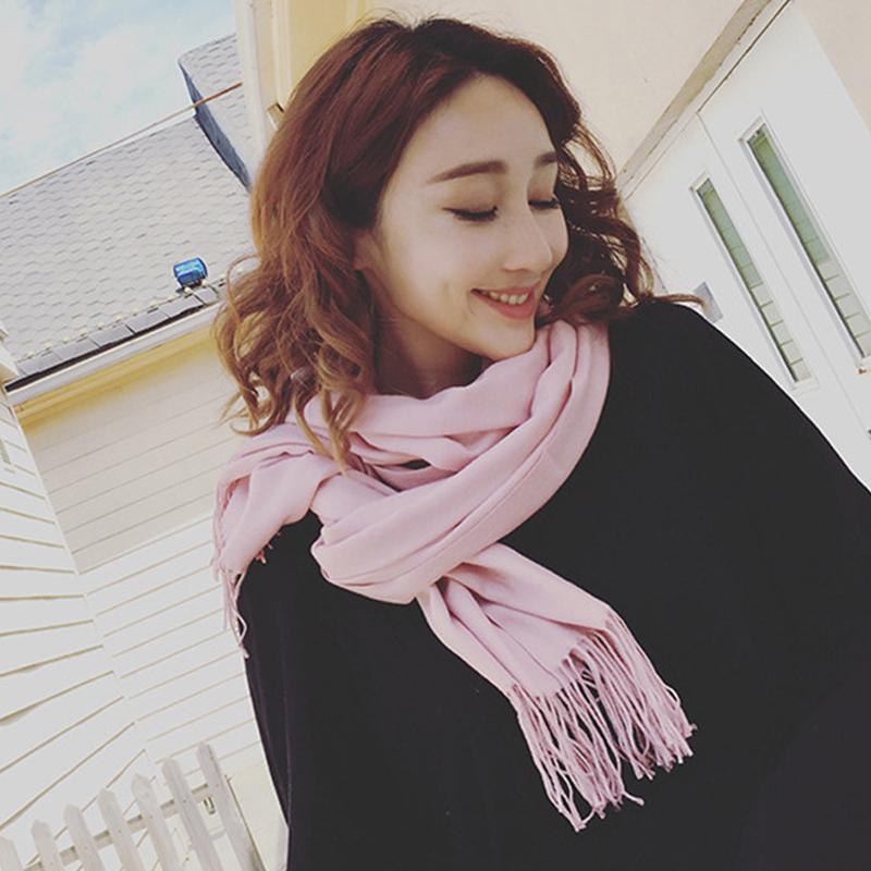 Fringed Cashmere Scarf Long Ladies Warm Solid Color Scarf Fall/winter Shawl