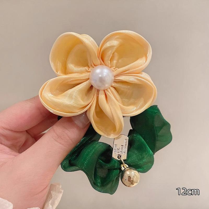 Французский Атласный Розовый Цветок Эластичные Повязки для Волос Женские Девичьи Веревки для Волос Завязки Цветок Резинки для Волос Держатель для Хвоста Аксессуары для Волос