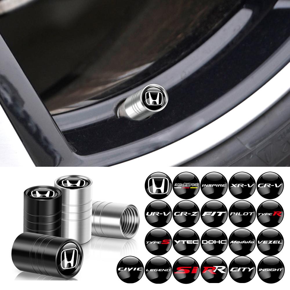 4pcs Car Wheel Tire Valve Caps Air Stem Covers For Honda Civic Accord Fit Jazz Pilot CRV Odyssey Passport City Shuttle HRV Vezel RF6