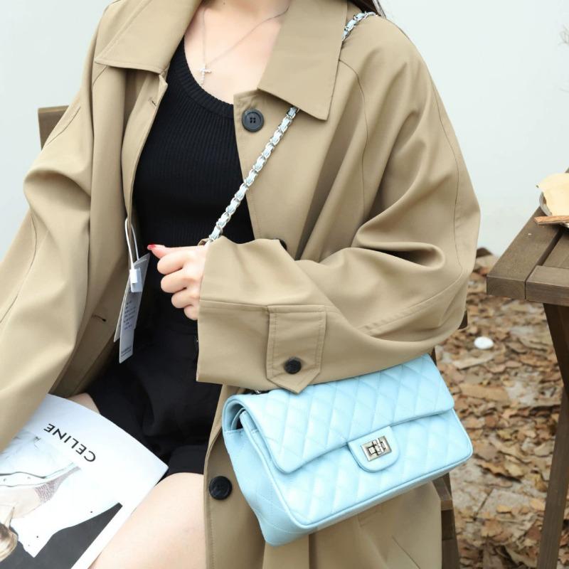 Новая модная универсальная сумка-мессенджер из овчины первого слоя с ромбовидной цепочкой, для通勤, под мышку, на плечо, портативная женская сумка