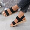 Trendy  Roman Style Women's Hemp Rope Bottom Flat Sandals Female Outdoor Wearing Rome Slope Heel Beach Shoes