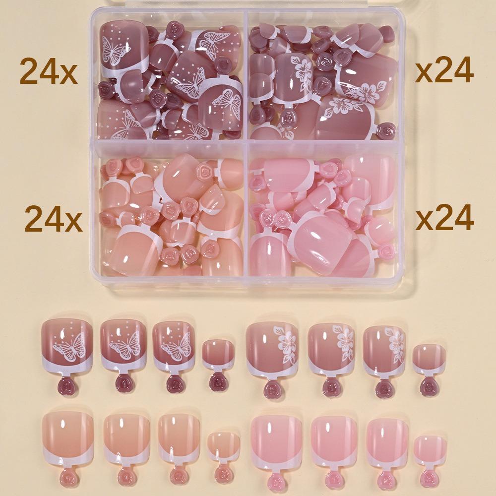 96/144/288 Pcs Artificial Fake Toenail Short Square Foot Nail Art Tips  Foot Extension