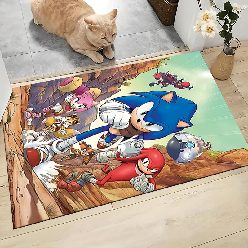 1Pc Sonic Adventure Team Sonic Carpet Rug Customizable Soft Washable Antislip Home Living Room Sofa Mats Personalized Rug 0917237