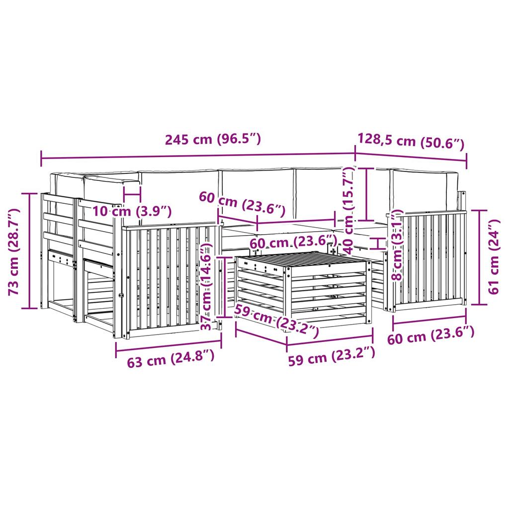 Outdoor Sofa Set 7 pcs Natural and Cream Solid Acacia Wood