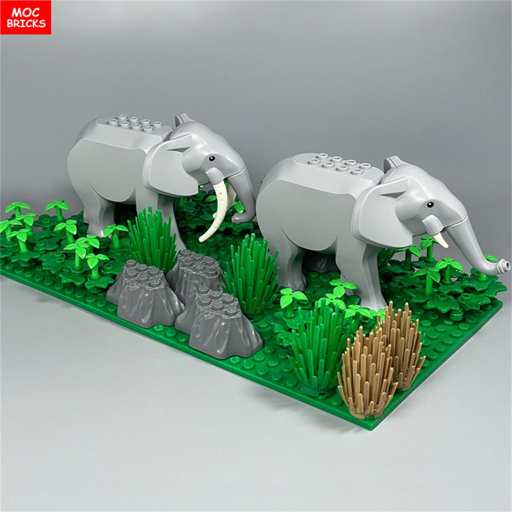Нетоксичные Moc Кирпичи Животное Война Слон Среда обитания Густой Лес Луг Пустыня Древняя Сцена Битвы Собранные Строительные Блоки Детские Игрушки