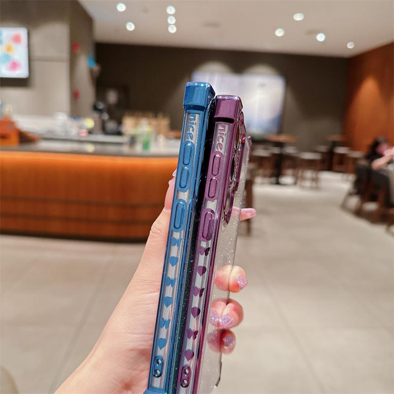 Прекрасный чехол из ТПУ с сердечком для Samsung Galaxy S24 Ultra S23 FE A55 A35 A25 A15 A54 A34, блестящий чехол для телефона для iPhone 15 Pro Max 14 Plus 13 12