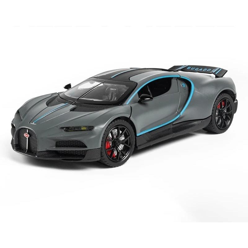 1/24 Bugatti Tourbillon с распылением Суперкар Металлическая Модель Машинки Игрушка Литье под Давлением Металл Звук и Свет Машинки Игрушки для Детей Транспортное средство