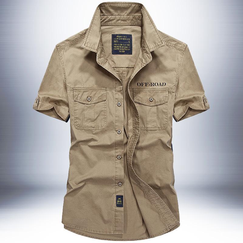 Летняя мужская рубашка с короткими рукавами, свободная, стираная, большие ярды, рубашка для работы на открытом воздухе, удобная и прочная, модная тенденция