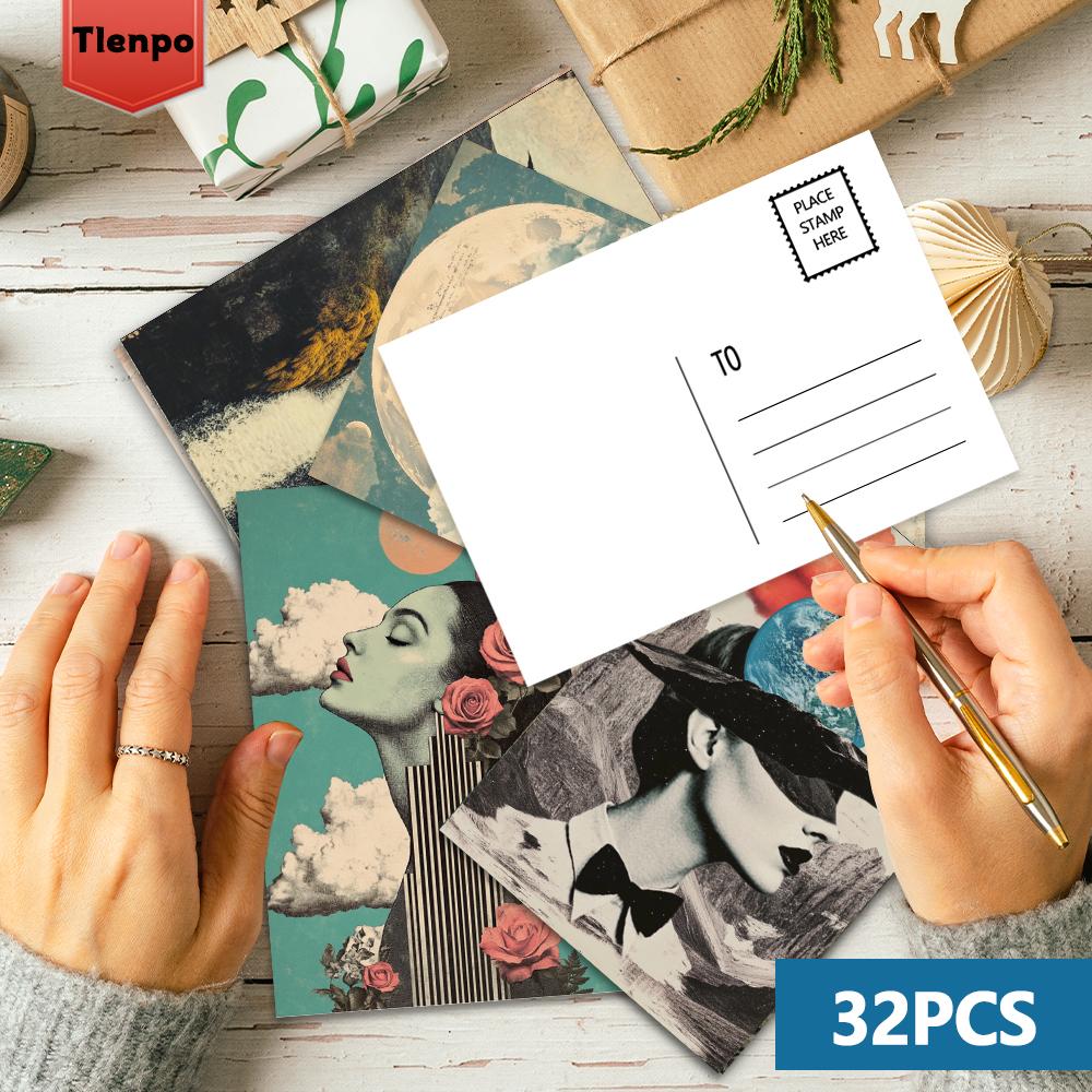 32 шт., Сюрреалистичные коллажные открытки, Подарки на день рождения/Рождество/Юбилей, предметы коллекционирования, подходят для дарения, можно отправлять по почте.