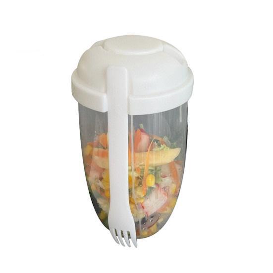 WTEMPO 1000ML Salad Cup with Fork Large Capacity Portable Low Fat Diet Meal Fruit and Vegetable Snack Cup for Outdoor