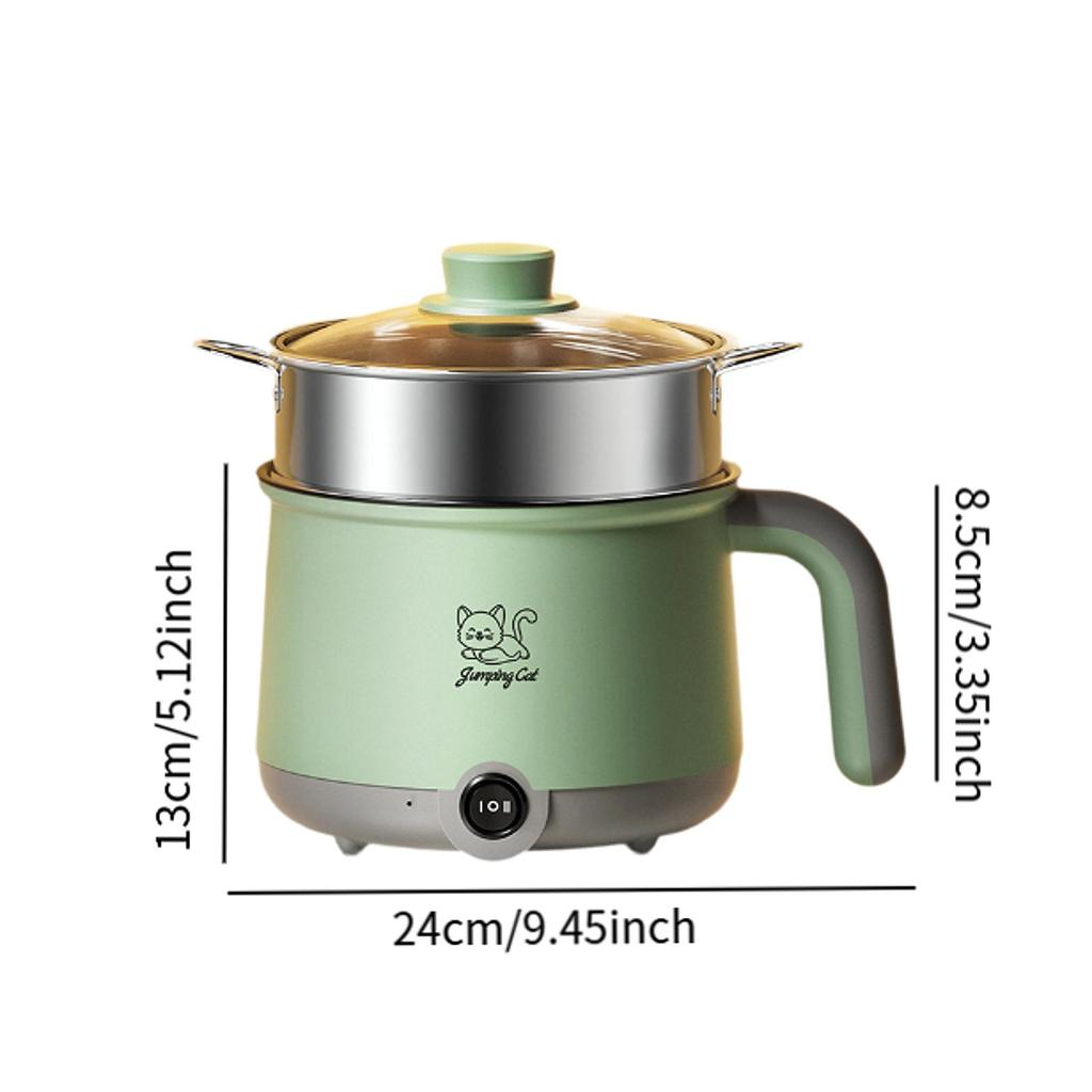 1,8 л электрическая кастрюля с пароваркой, портативная кастрюля, многофункциональная рамэн-варка с антипригарным покрытием для яиц, супа, овсянки, стейка, пельменей