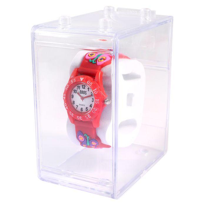 Montre - QBOS - QBOS - Bracelet silicone rouge - Boîtier 28 mm - Mouvement quartz