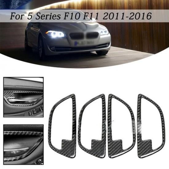 For BMW 5 Series F10 F11 2011-2016 Carbon Fiber Car Door Handle Bowl Frame Cover