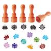 5Pcs 5 Styles Plastic Rubber Stamps with Wood Handles DIY Egg Drawing Stamps July Lotus 55x20mm Pattern: 18mm 1pc/style