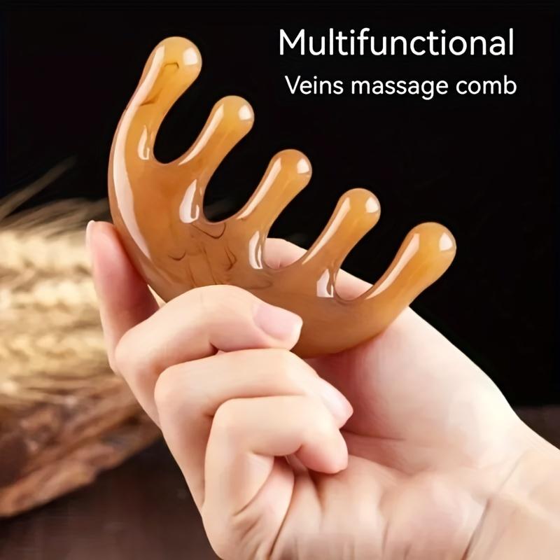 Расческа для акупунктуры головы с большими зубьями, зеленая, с 5 зубьями, для меридианного массажа, инструмент для массажа головы с большими зубьями, полукруглая расческа с 5 лапками