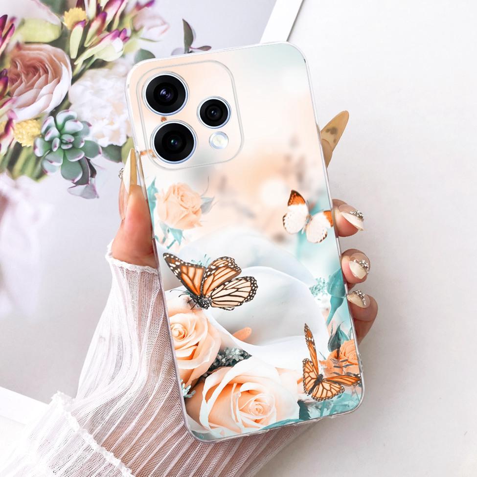 Transparent For Oppo Reno15 Cover Luxury Cute Cat Fashion Butterfly Cool Painted Bumper Casing For Oppo Reno15 5G CPH2825 Case