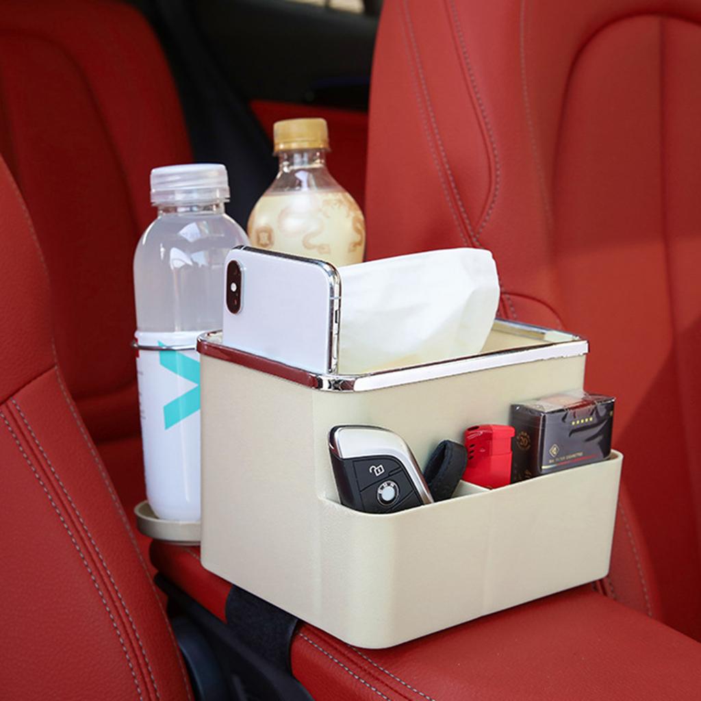 Car Armrest Storage Box Cup Holder Car Armrest Organizer Tissue Storage Box Holder Multifunctional Universal Car Box