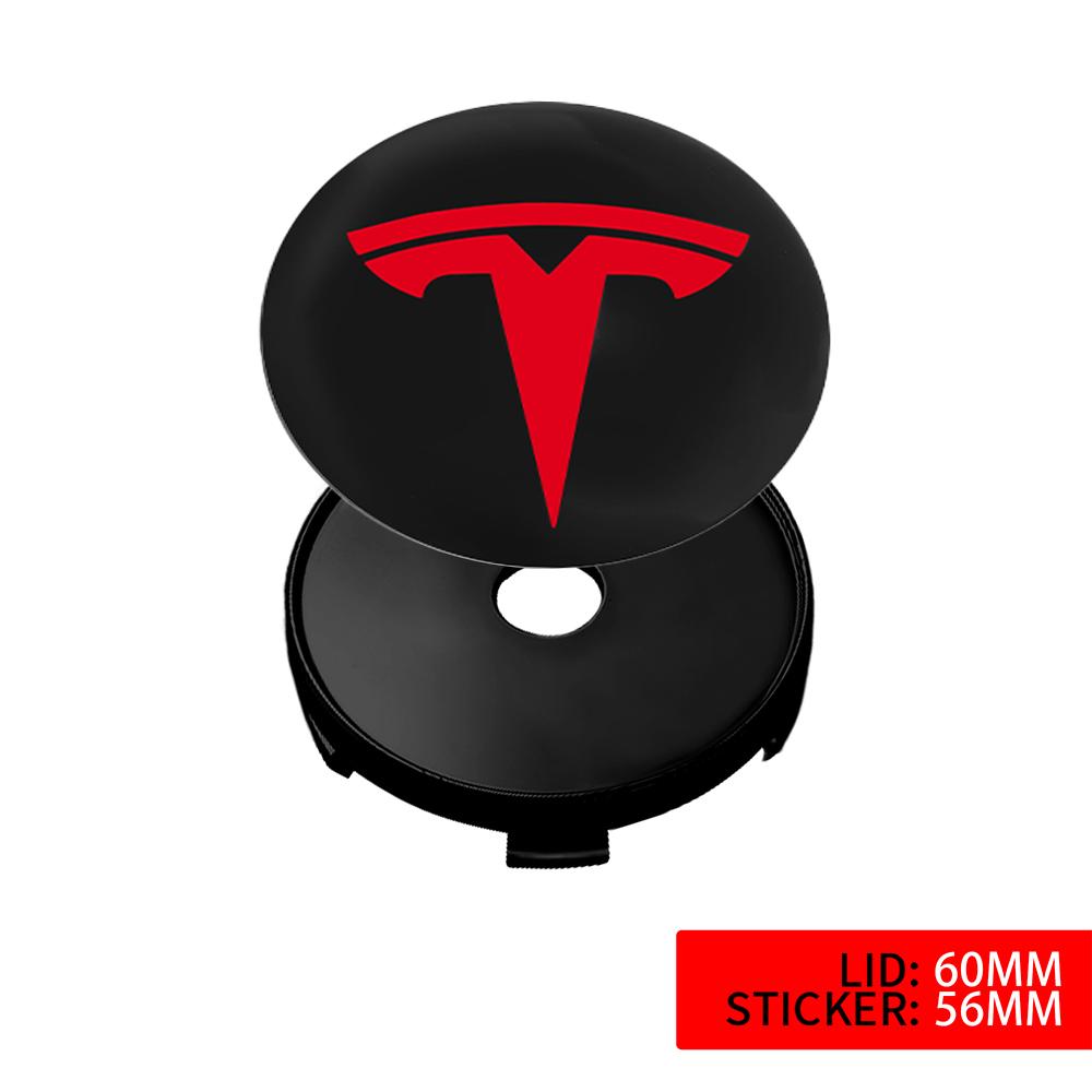 4pcs 56/60mm Car Wheel Center Cover Sticker Tire Hub Cap Badge Covers For Tesla Model 3 Model S Model X Model Y Coil Accessories