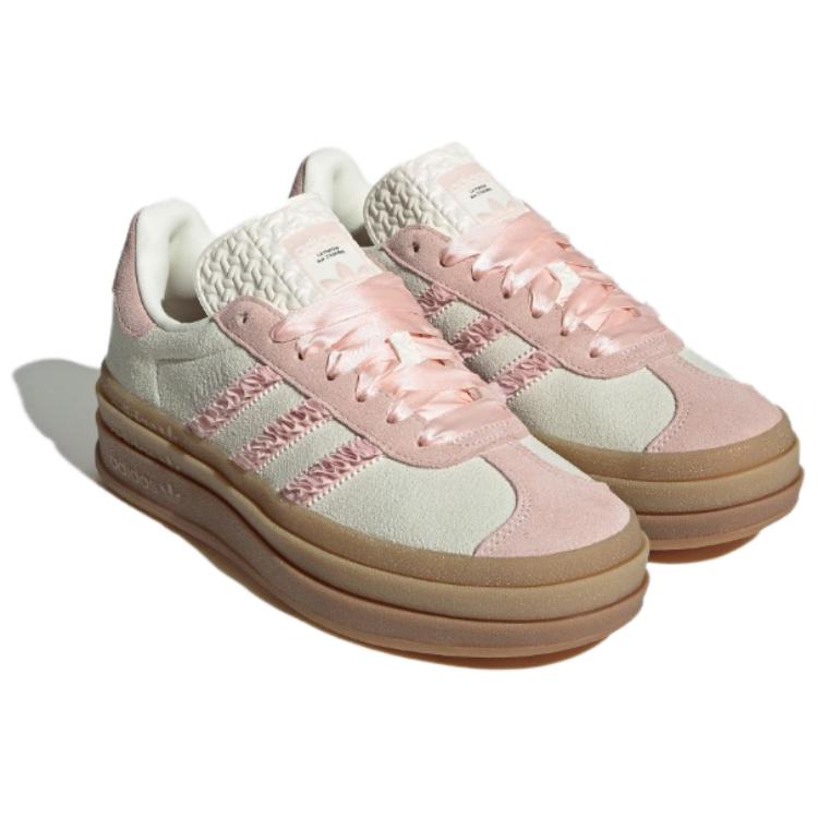 Adidas Женские кроссовки Gazelle Bold Pink Ruffle Lace цвета слоновой кости, песочно-розовые, с оттенком белого JR8374