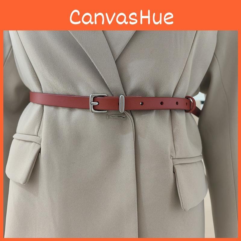 Genuine Leather Slim Belt Women With Alloy Pin Closure For Fashionable Use Daily