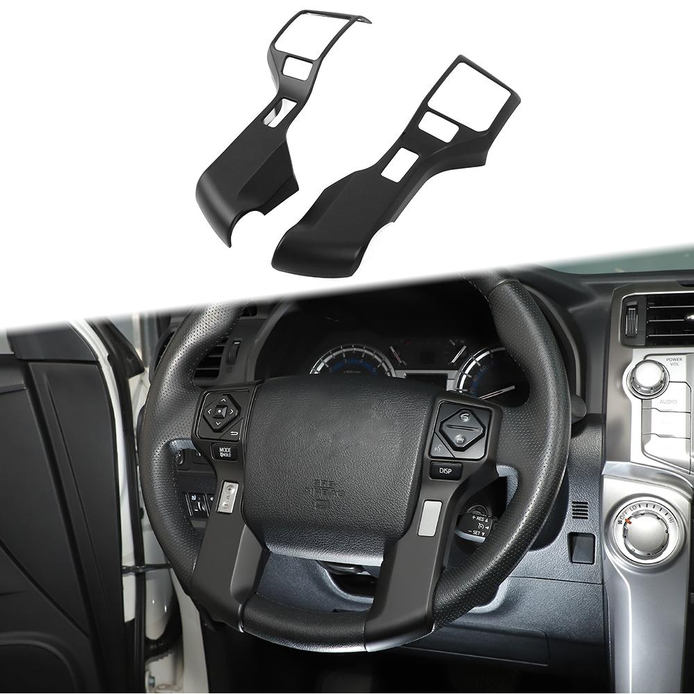 2PCS Matte Black Center Steering Wheel Decor Cover For 4runner 2010+ Accessories
