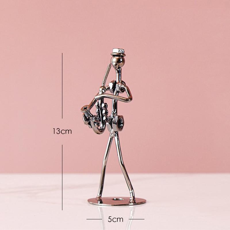 Металлический музыкант, гитарист, статуя, музыкальный инструмент, маленькое железо, искусство, коллекционная кафе, офис, книжная полка, украшение статуэтки для дома