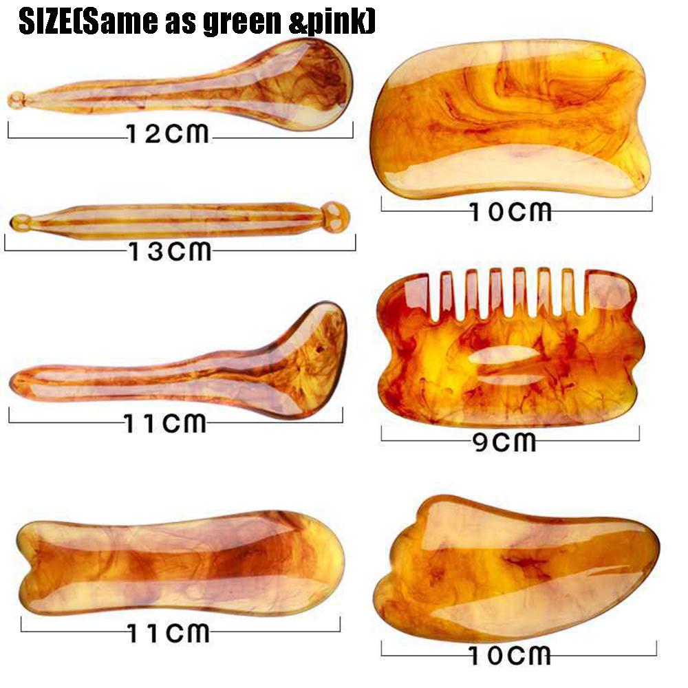 Здравоохранение Многоформенная Смешанная Натуральная Смола Расслабляющая Доска Гуа Ша для Лица Инструмент для Массажа Лица