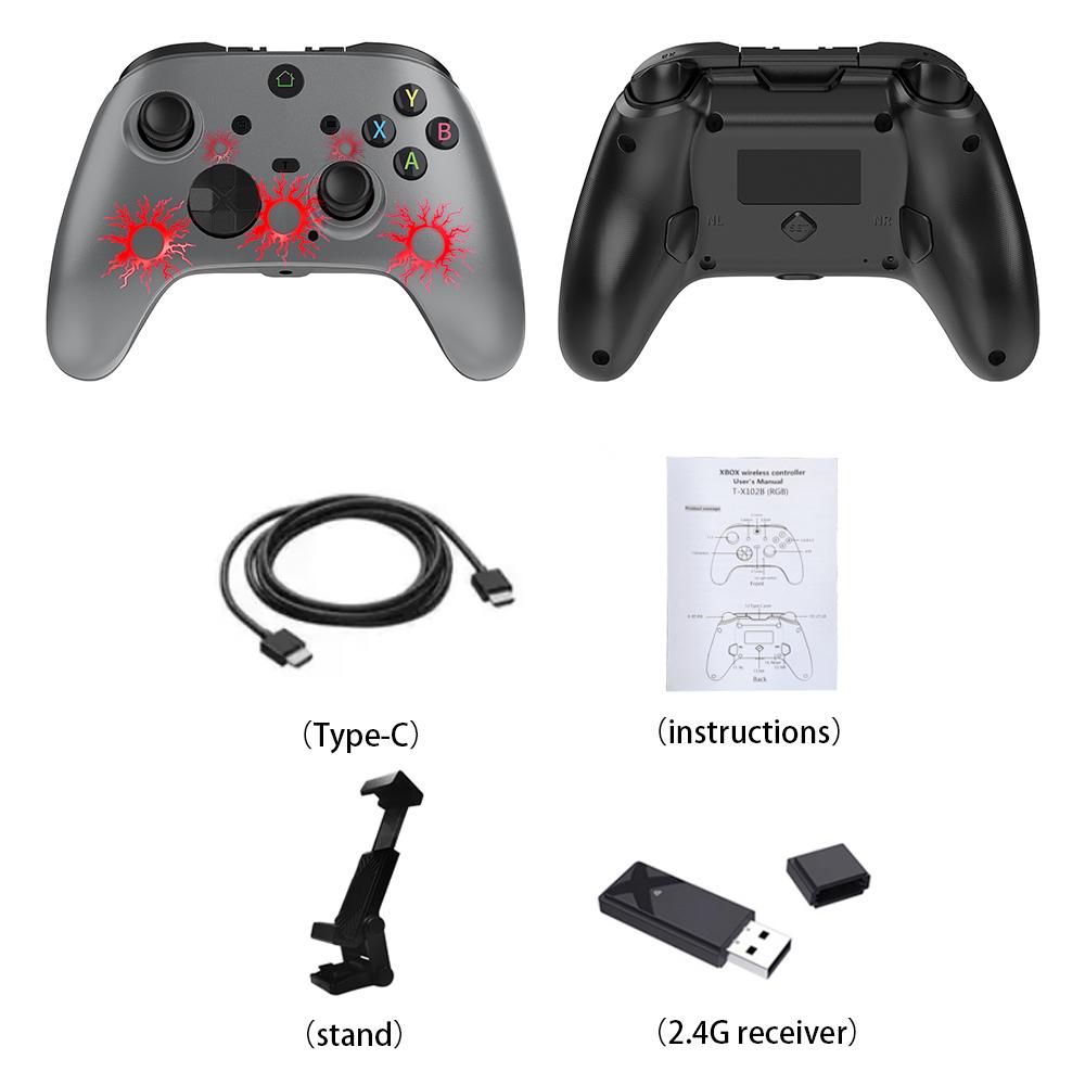 High Quality 2.4Ghz Wireless RGB Light Custom Joystick Smart Game Controller for Xboxone/S/X PC P3 Android with Vibration Motor