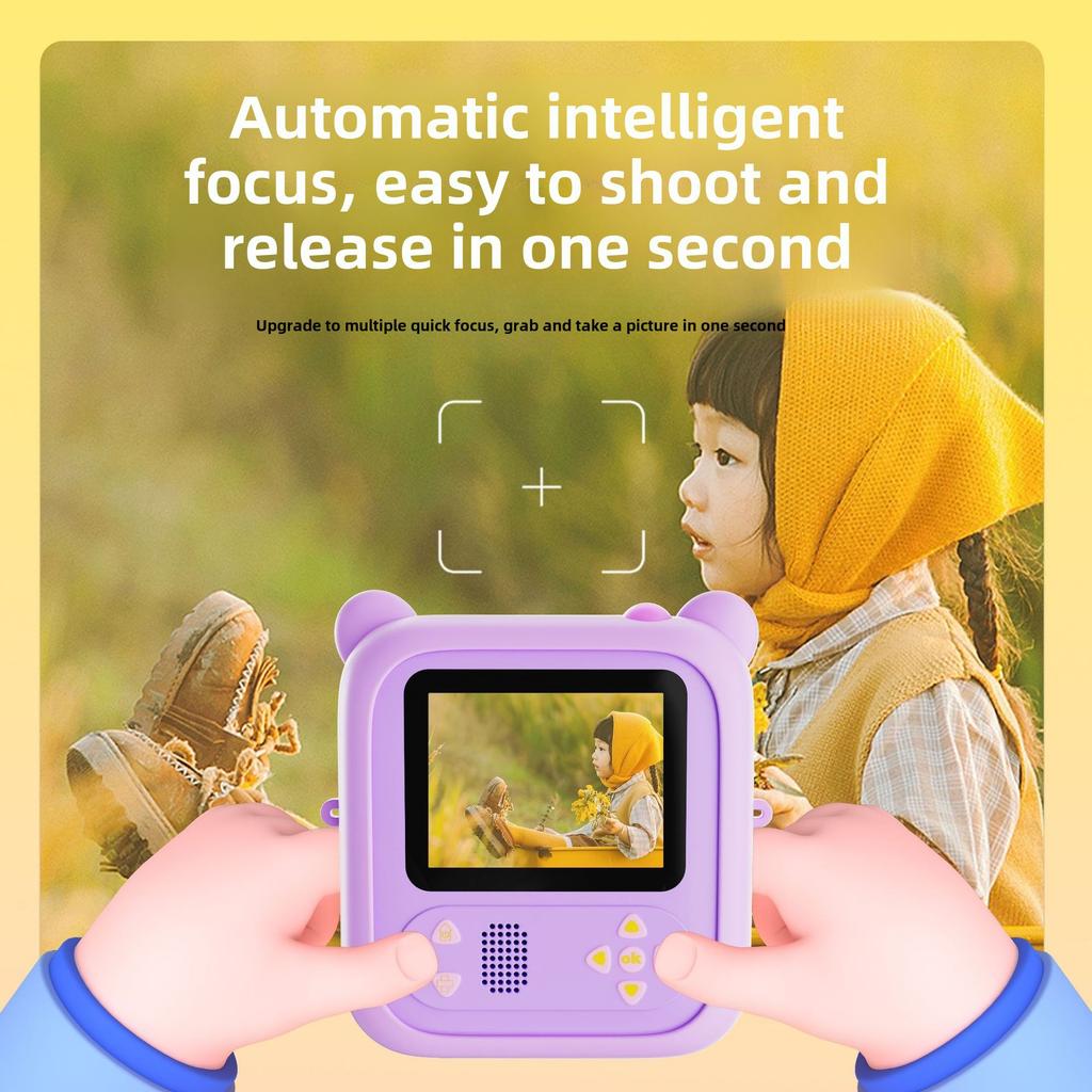 Новая детская камера для печати фотографий печатает фотографии на термобумаге во времени, мультяшный откидной объектив, многоцветная печатная бумага, видео высокого разрешения