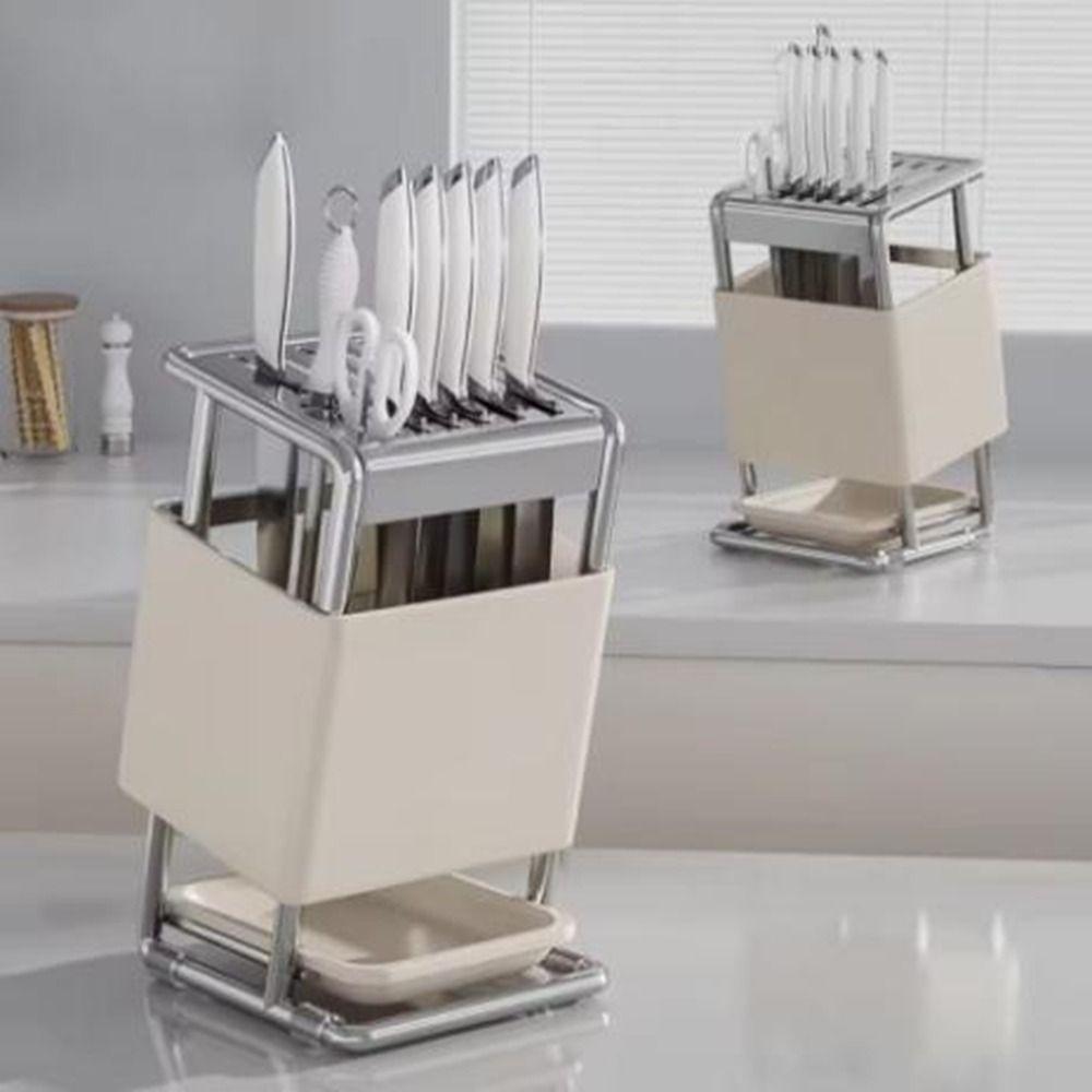 Anti-slip Countertop Knives Holder Stable Cutlery Organizer Kitchen Storage Rack Kitchenware