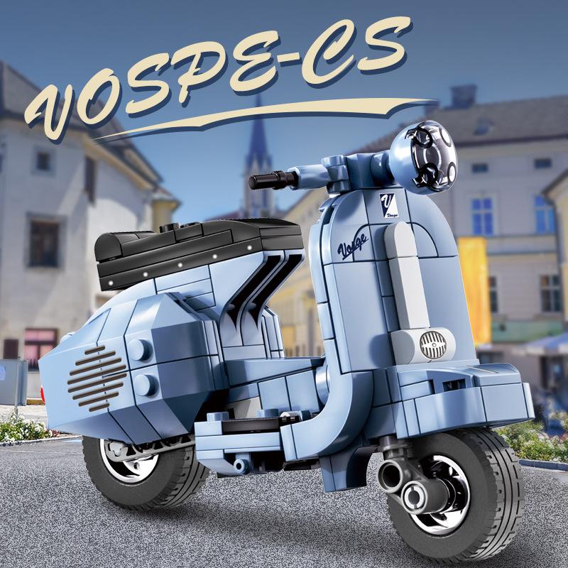 KAZI New Boy Assembled Simulation Motorcycle Model Small Particle Building Blocks Educational Toys