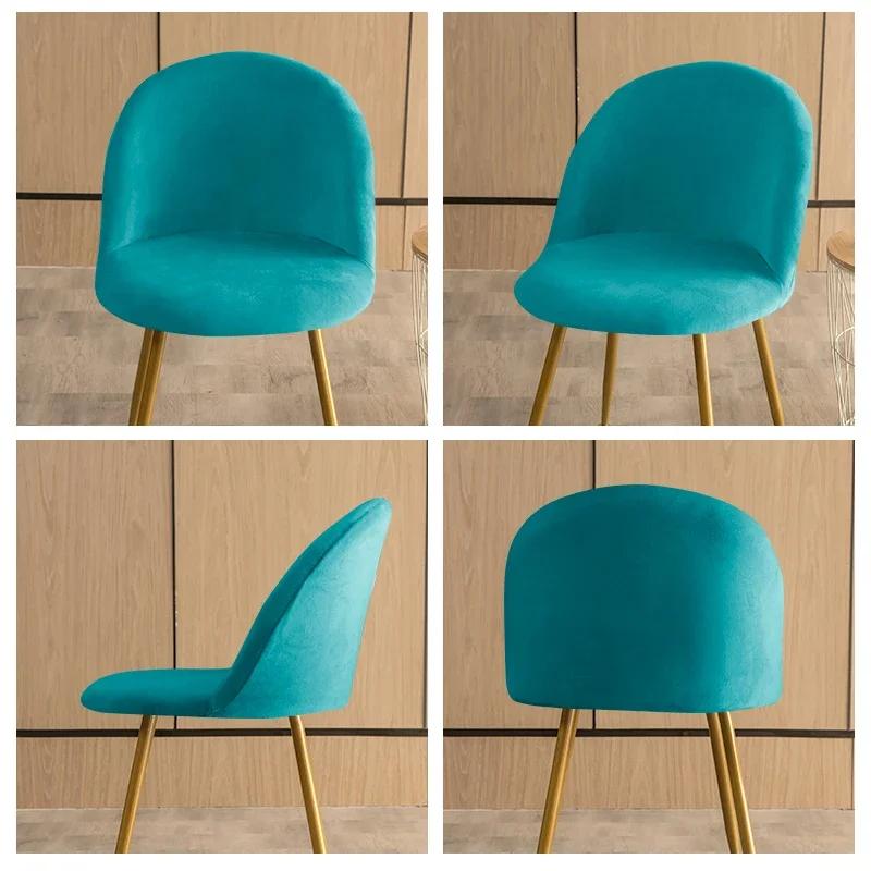 Color Velvet Dining Chair Cover Duckbill Elastic Chair Slipcover Dirty Proof Seat Protector For Living Room Kitchen 1Pc Solid