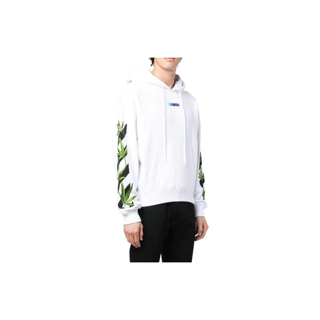 Off-White Weed Arrows Over Hoodie White/Green Men Tops OMBB037S22FLE0100155