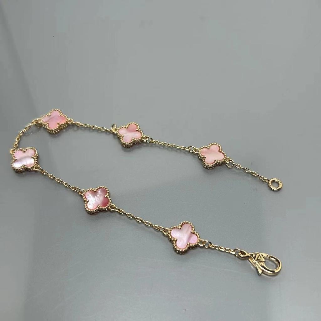 Высококачественный мини-браслет с четырёхлистным клевером из красного агата с шестью цветками, женский, знаменитость, элитный, женский браслет