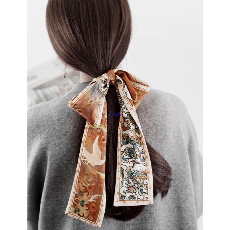 Dunhuang Silk Scarf: Chinese-Style Women's Ribbon, Headband, and Binding Bag Accessory.