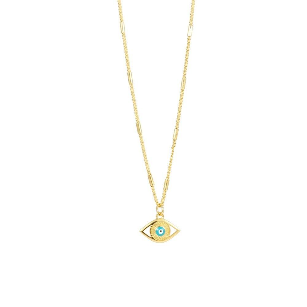 Vintage Devil's Eye Necklace Copper Gold Plated Eyeball Neck Chain Demon Eye Necklace  Party Favors