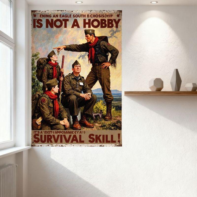 Винтажная военная разведка выживание металлическая табличка - Потертая металлическая текстура настенная табличка для мужской пещеры бара домашнего декора