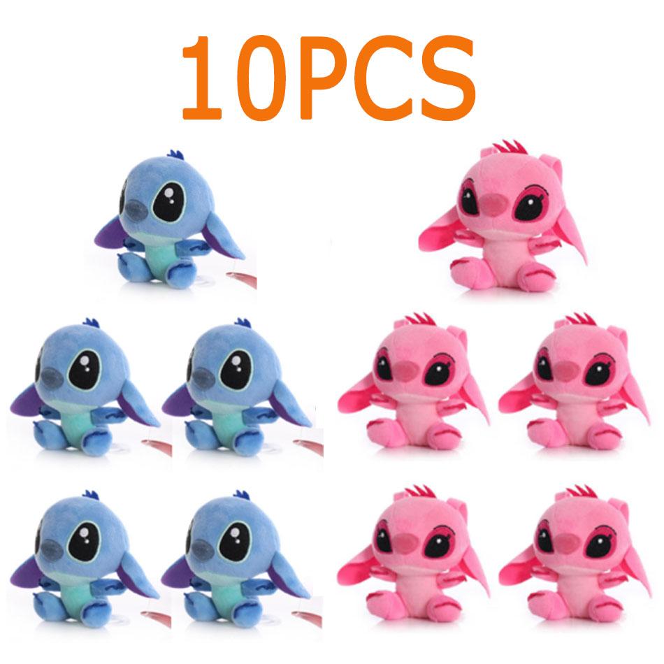 10Pcs/Lot Adorable Cartoon Lilo plus Stitches Tiny Pendant Plush Toy4 10CM Cute And Charming Plush Keychain Children Best Chirstmas Present Playthings