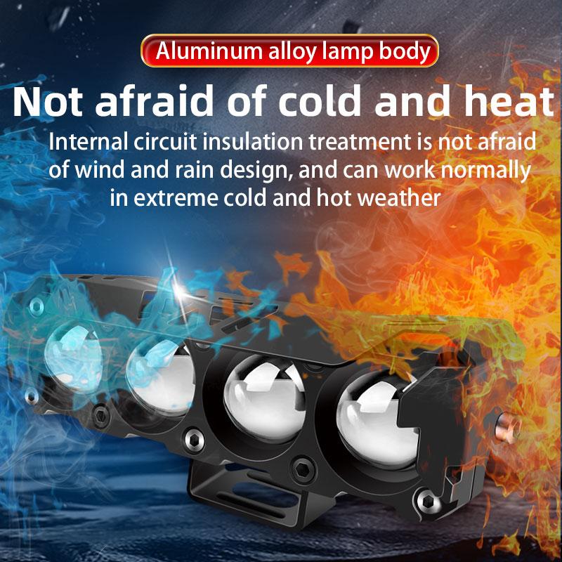 1/2 шт., 4 линзы, двойной цвет, прожекторы для мотоциклов, светодиодные фары, четыре глаза, дальний и ближний свет, водонепроницаемая внешняя противотуманная фара 12 В