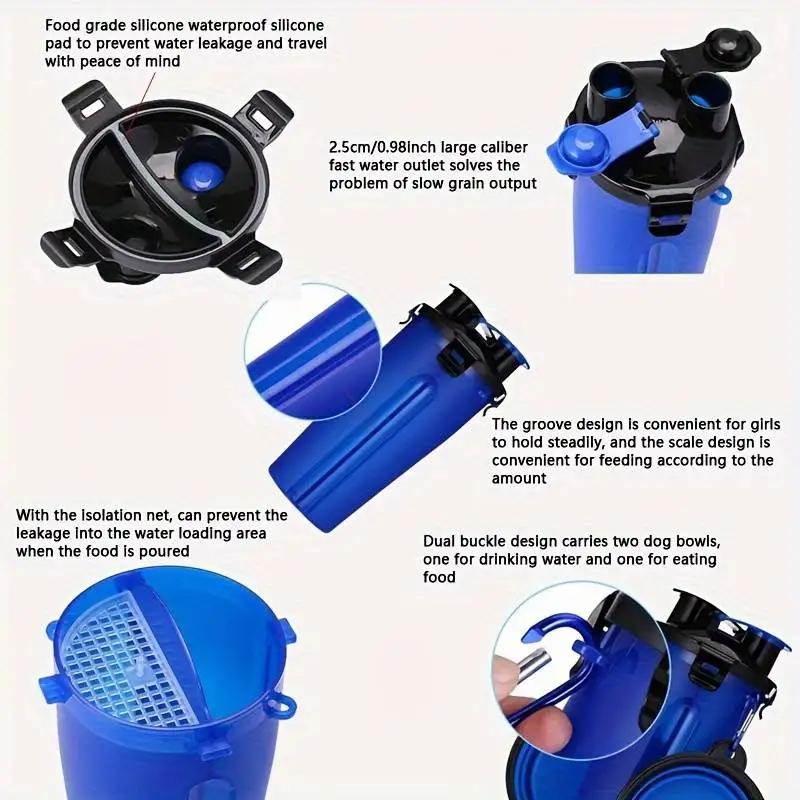 Наборы для кормления домашних животных Портативные 2 в 1 Бутылка для воды для домашних животных с контейнером для еды Собака 2 шт. Складные миски для кормления На открытом воздухе Прогулки D0018A