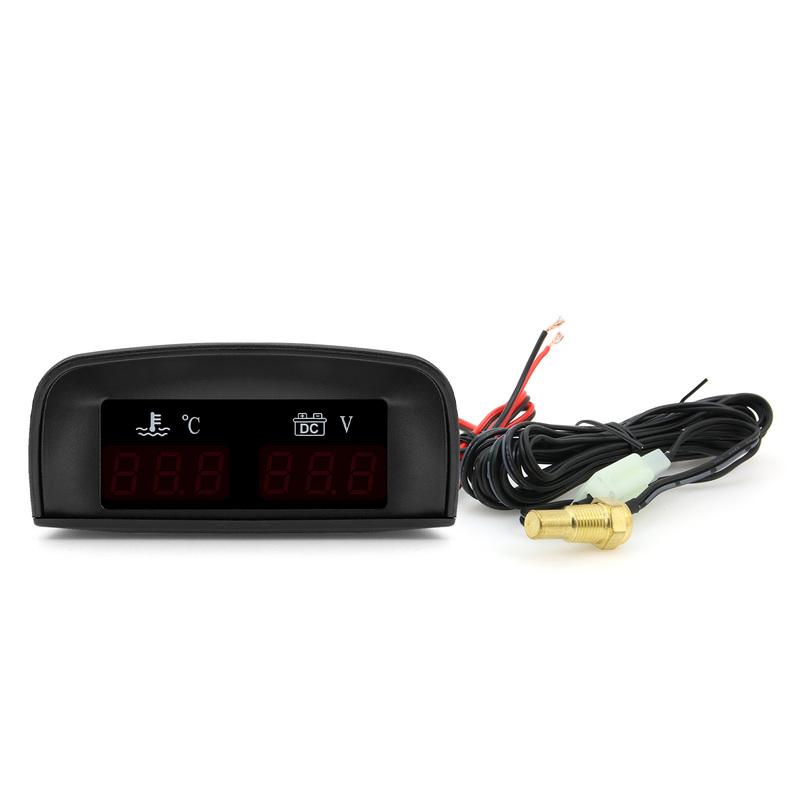 LCD Digital Car Truck 2 In 1 Water Temp + Voltmeter Gauge +10MM coolant temperature sensor For 12V/24V Vehicle Car Gauges Meter