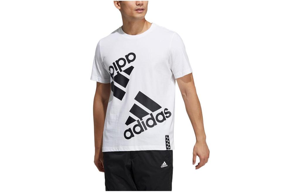 Adidas T Shirts Men's White Crew Neck Moderate Straight Fit HE7410