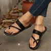 Large Size Simple Woven Belt Flat Bottom Set of Toe Slippers Women's Casual Open-toe Lightweight Beach Cool Slippers Women
