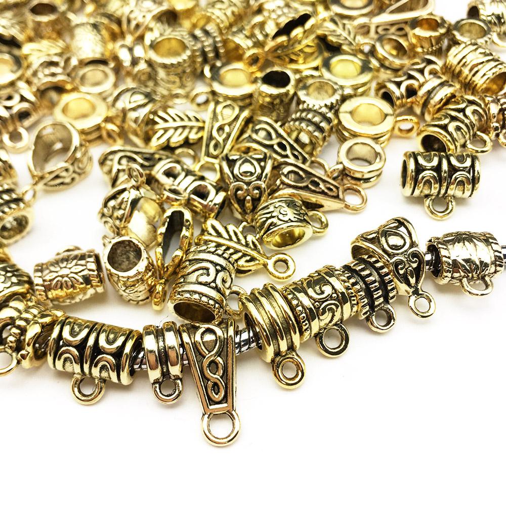 Antique Gold Alloy Metal Charm Pendant CharmClip Clasp Bail Beads Hanging Connectors for DIY Bracelet Necklace Jewelry Making