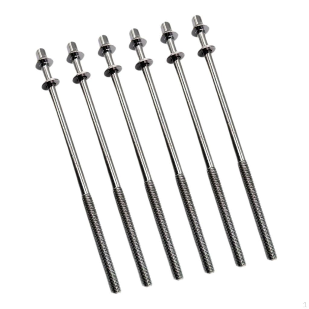 6 Pieces Drum Tension Rods Lug Bolts Screws for Percussion