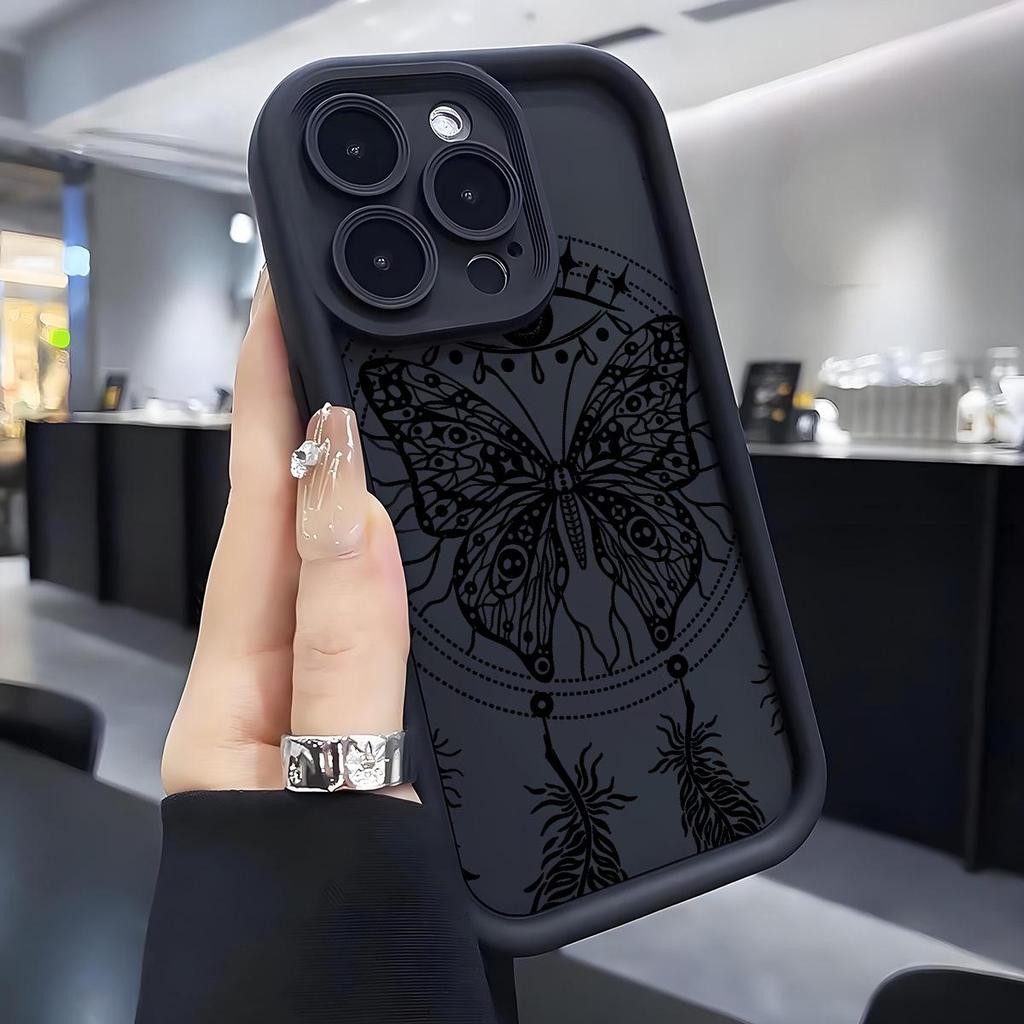 Черный Чехол-пазл 'Небесное око бабочки' для iPhone 15/16/17