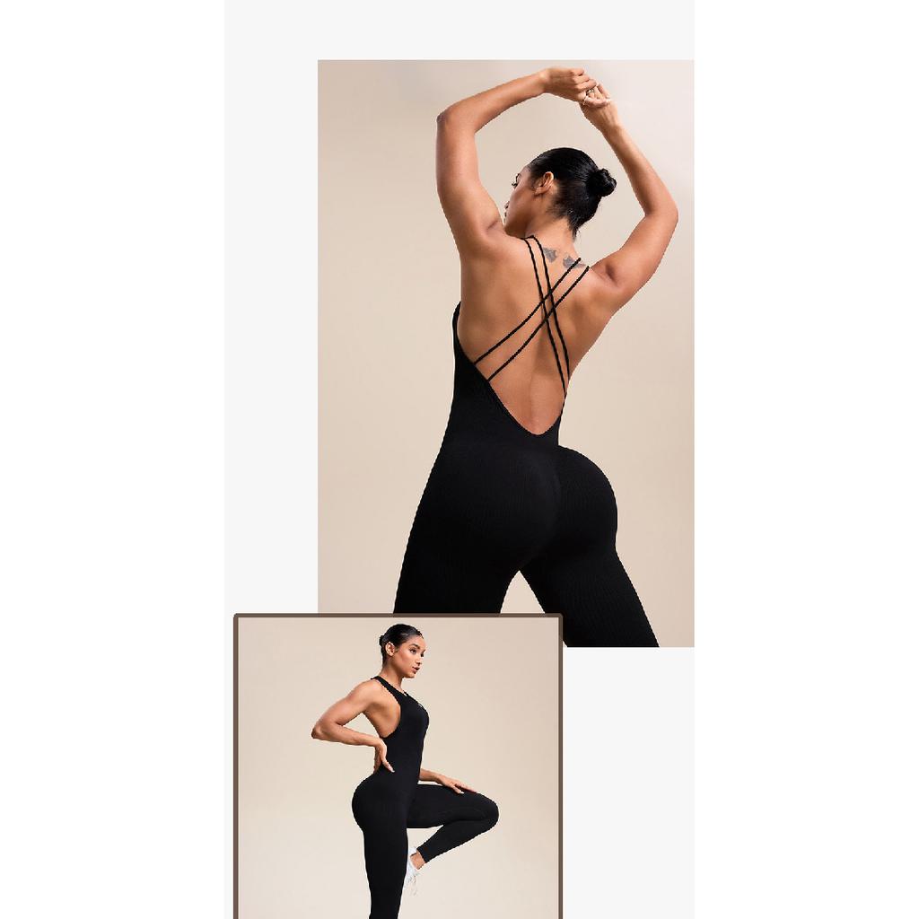 Бесшовный комбинезон с перекрестной спиной, одежда для йоги, сексуальный, быстросохнущий, с нитью, комбинезон для фитнес-тренировок для женщин