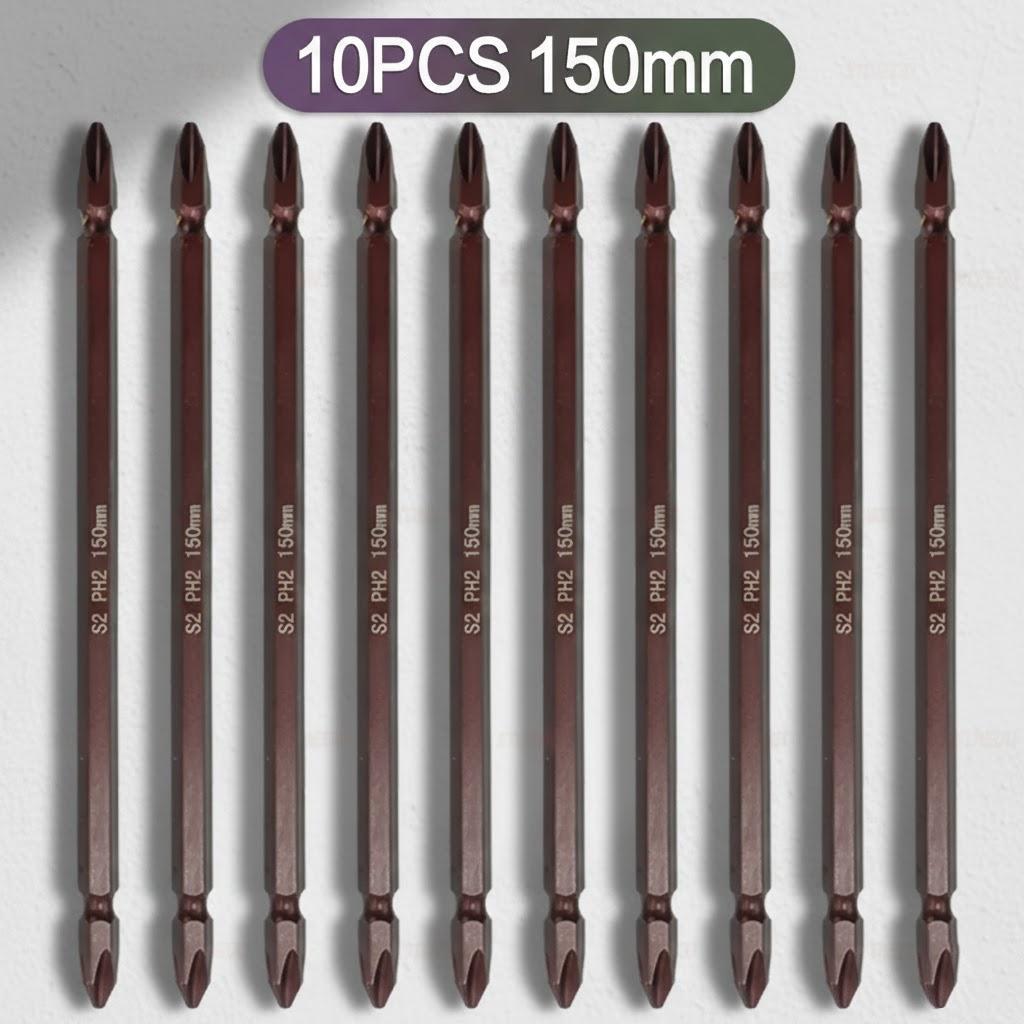 10PCS S2 Alloy Steel PH2 Double Head Screwdriver Bits 65mm 100mm 150mm Magnetic High Hardness Electric Drill Accessories