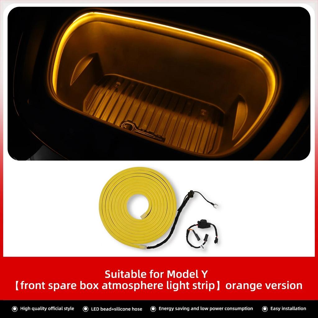 LUCKEASY For Tesla Model 3 Y Car Modification Accessories 12V Front Spare Box Atmosphere Light Silicone Tube LED Lighting Bar